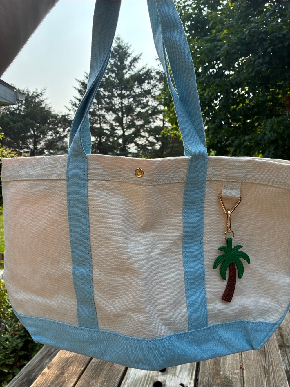 BaubleBar Cream Canvas Tote Bag